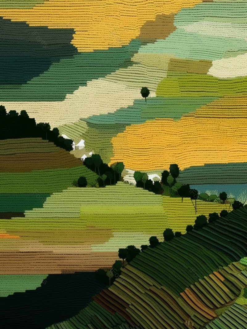 梯田俯视插画背景,插画/手绘图,插画/手绘图库,插画/手绘图下载,插画/手绘